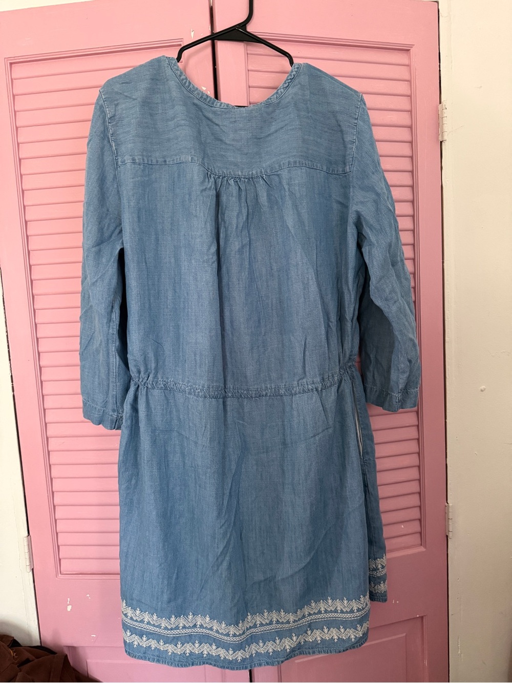 GAP Light Blue Embroidered Chambray Drawstring Dress - Picture 4 of 6